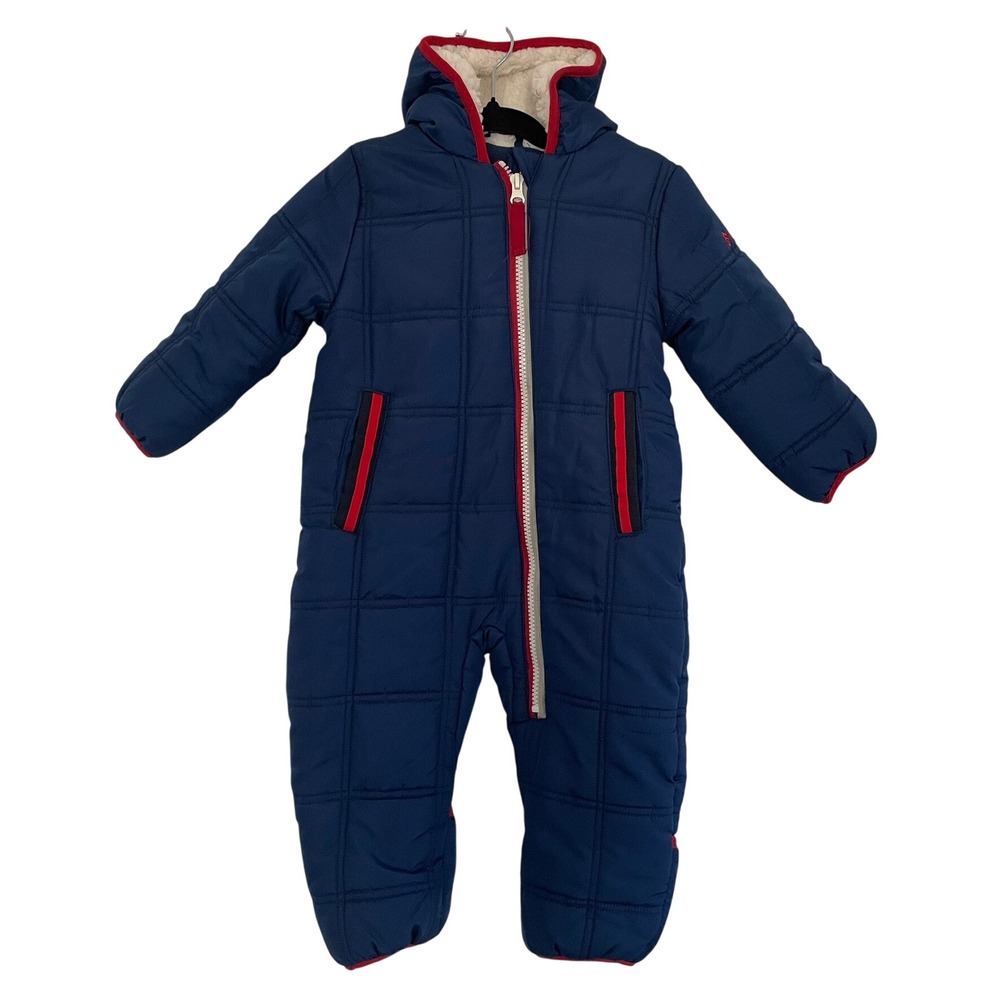 Free Country Baby Quilted Hooded Bunting Snowsuit 18 Mo Sherpa Fleece Warm Navy - Picture 1 of 8